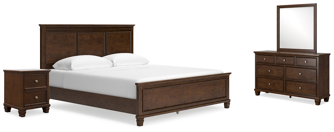 Danabrin California King Panel Bed with Mirrored Dresser and Nightstand - Raleigh Outlet