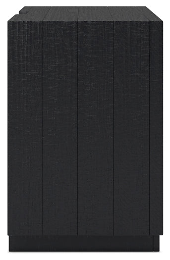 Londer California King Panel Bed with Mirrored Dresser and Nightstand