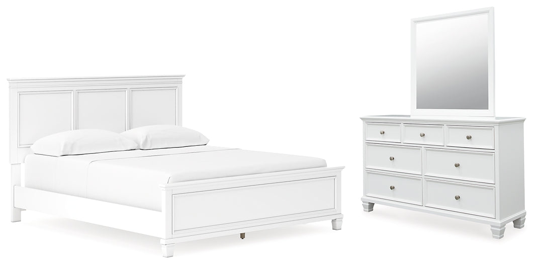 Fortman California King Panel Bed with Mirrored Dresser - Raleigh Outlet
