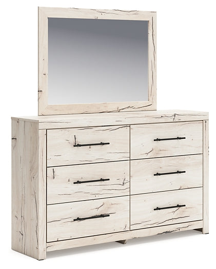 Lawroy Full Panel Headboard with Mirrored Dresser