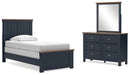 Landocken Twin Panel Bed with Mirrored Dresser - Raleigh Outlet