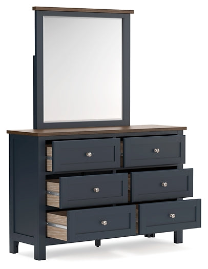 Landocken Twin Panel Bed with Mirrored Dresser - Raleigh Outlet