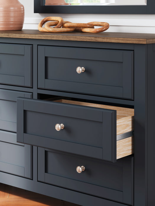 Landocken Twin Panel Bed with Mirrored Dresser - Raleigh Outlet