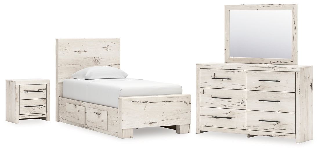 Lawroy Twin Panel Bed with Mirrored Dresser and Nightstand - Raleigh Outlet