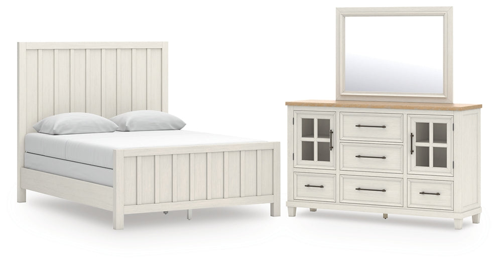 Shaybrock Queen Panel Bed with Mirrored Dresser