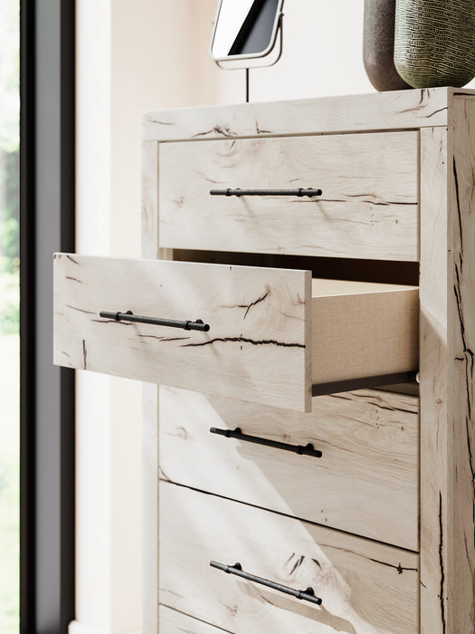 Lawroy Full Panel Bed with Mirrored Dresser, Chest and Nightstand