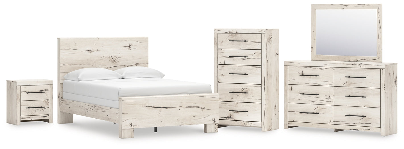 Lawroy Full Panel Bed with Mirrored Dresser, Chest and Nightstand