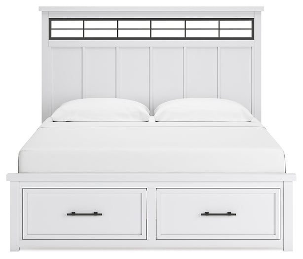 Ashbryn King Panel Storage Bed with Mirrored Dresser