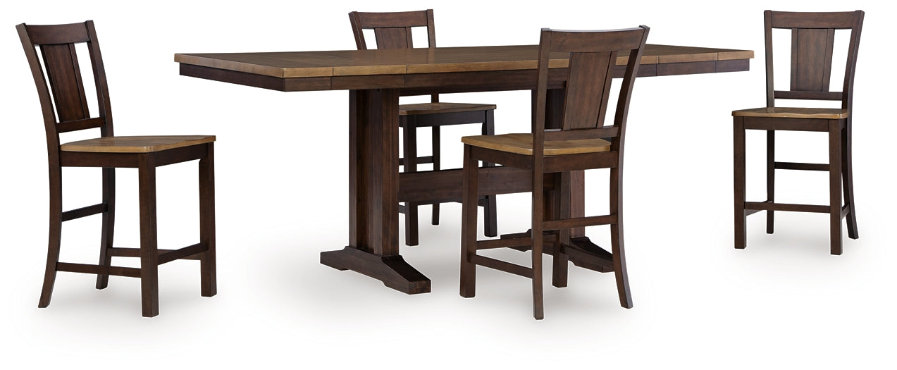 Rylandeen Counter Height Dining Table and 4 Barstools
