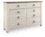 Willowton Six Drawer Dresser - alternate view 3