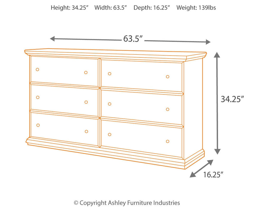 Maribel Six Drawer Dresser - alternate view 10