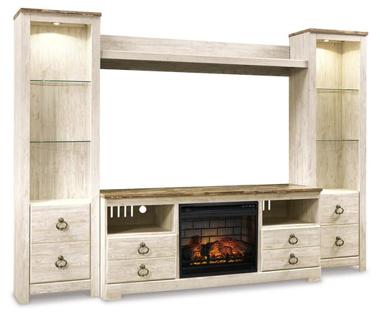 Willowton 4-Piece Entertainment Center with Electric Fireplace - alternate view 2