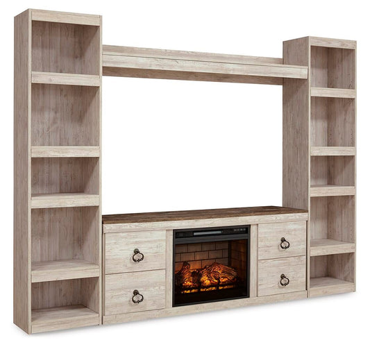 Willowton 4-Piece Entertainment Center with Electric Fireplace - alternate view 2