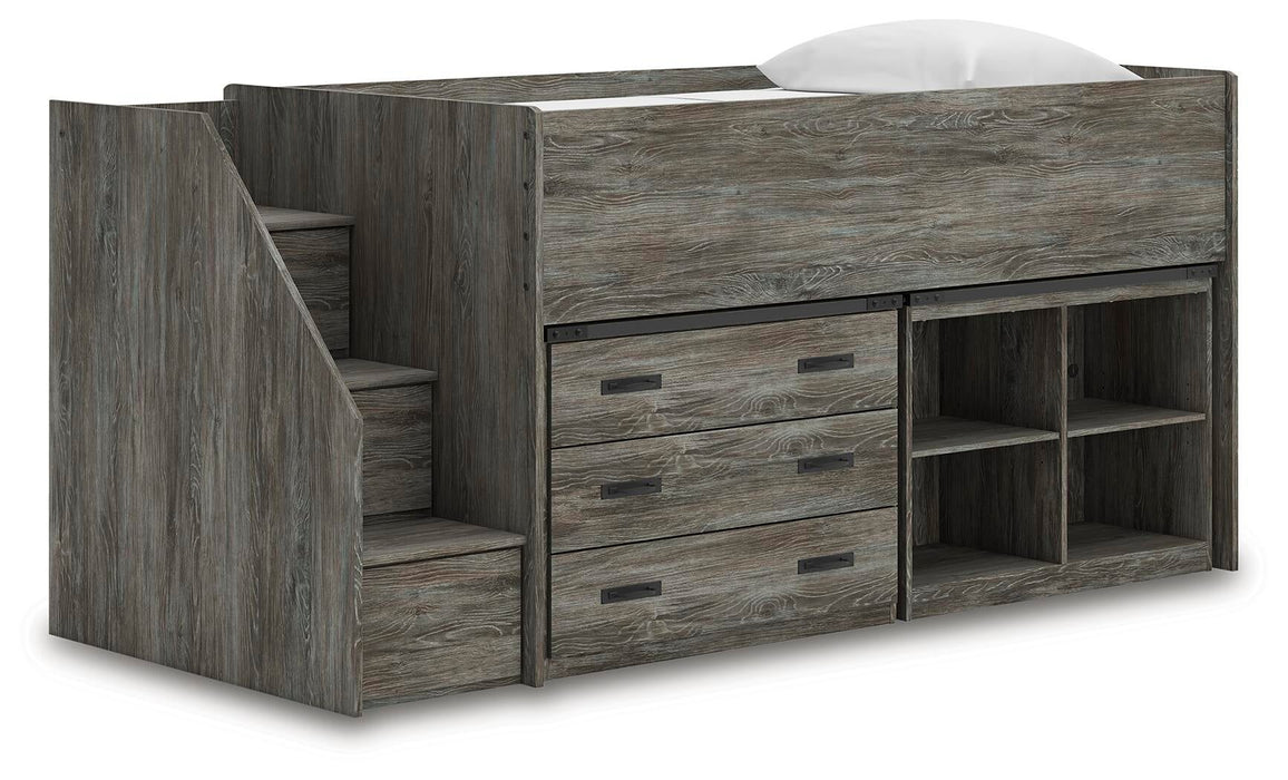 Frandern Twin Loft Bed with Bookcase and Drawer Storage - alternate view 2