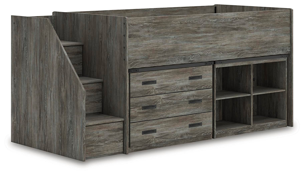 Frandern Twin Loft Bed with Bookcase and Drawer Storage - alternate view 3