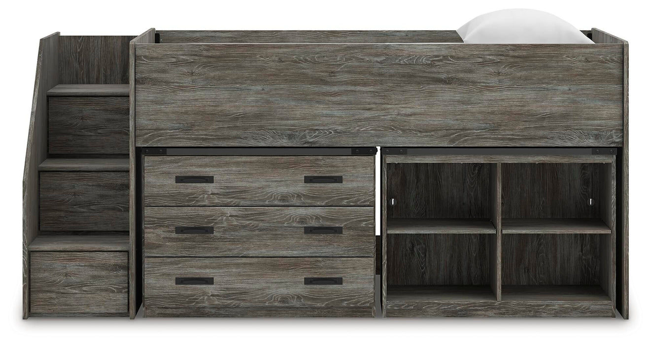 Frandern Twin Loft Bed with Bookcase and Drawer Storage - alternate view 7