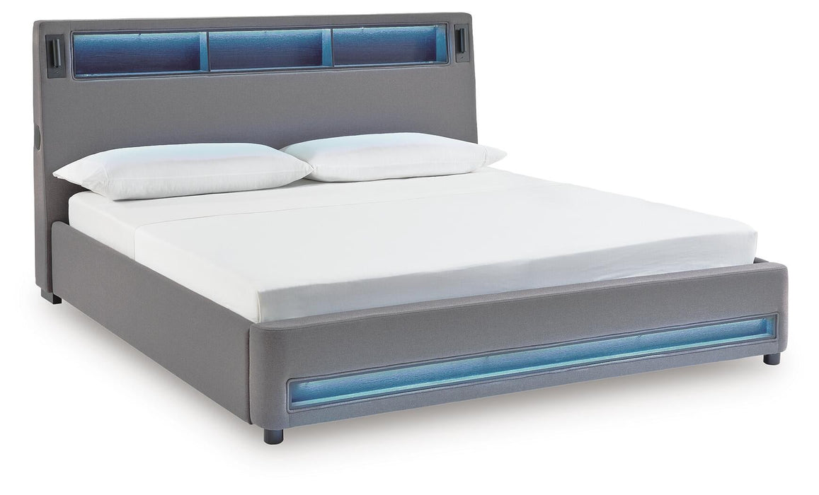 Finigale California King Upholstered Bed with Wireless Audio - alternate view 2