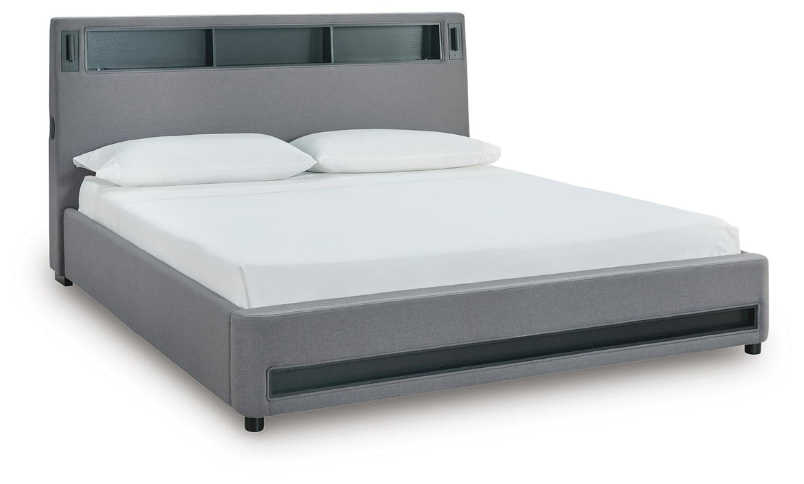 Finigale California King Upholstered Bed with Wireless Audio - alternate view 3