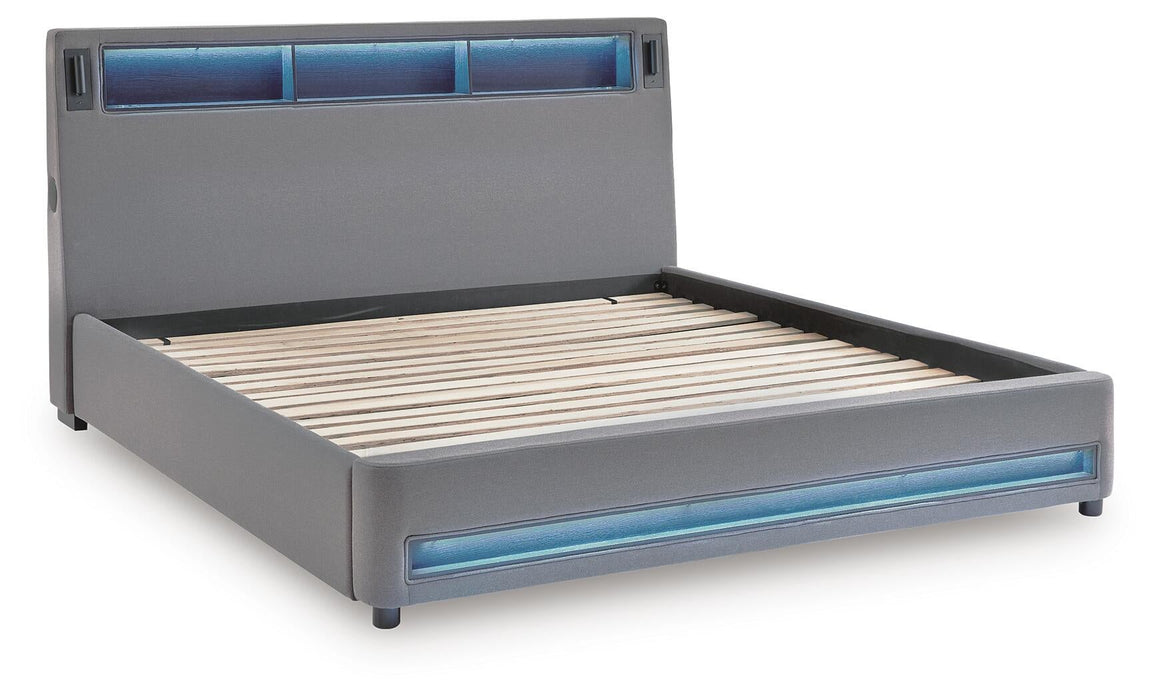Finigale California King Upholstered Bed with Wireless Audio - alternate view 4