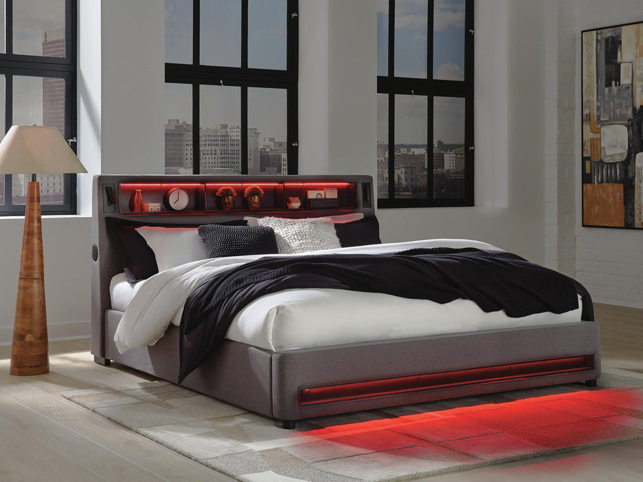 Finigale California King Upholstered Bed with Wireless Audio - alternate view 8