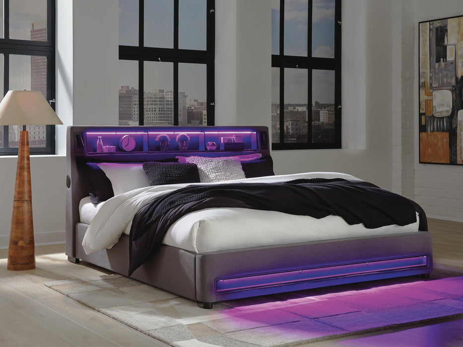 Finigale California King Upholstered Bed with Wireless Audio - alternate view 12