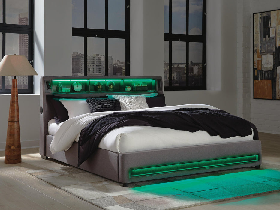 Finigale King Upholstered Bed with Wireless Audio - alternate view 11