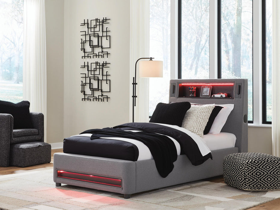 Finigale Twin Upholstered Bed with Wireless Audio - alternate view 7