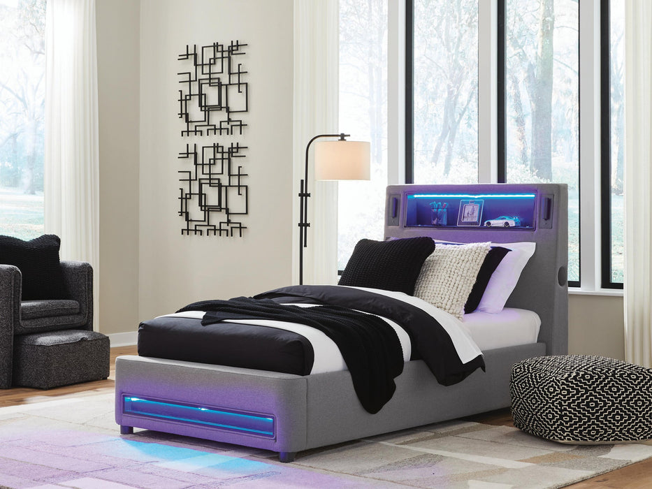 Finigale Twin Upholstered Bed with Wireless Audio - alternate view 6