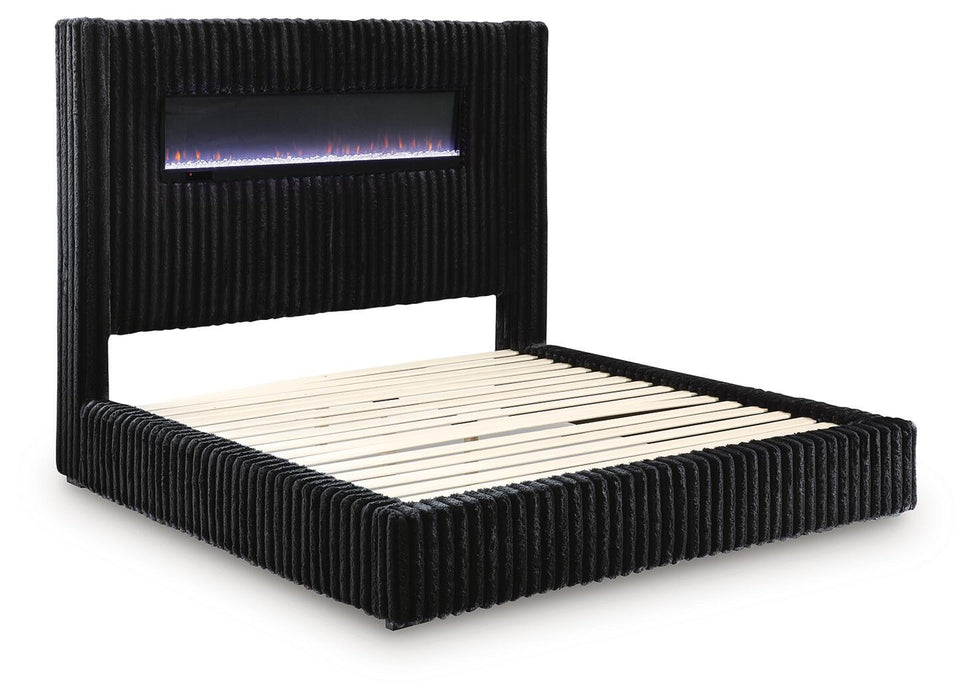 Tayleena Queen Upholstered Bed with Fireplace and Wireless Audio - alternate view 3