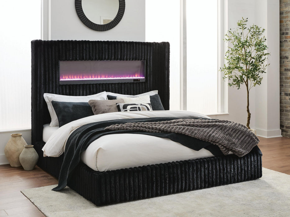 Tayleena Queen Upholstered Bed with Fireplace and Wireless Audio - alternate view 5