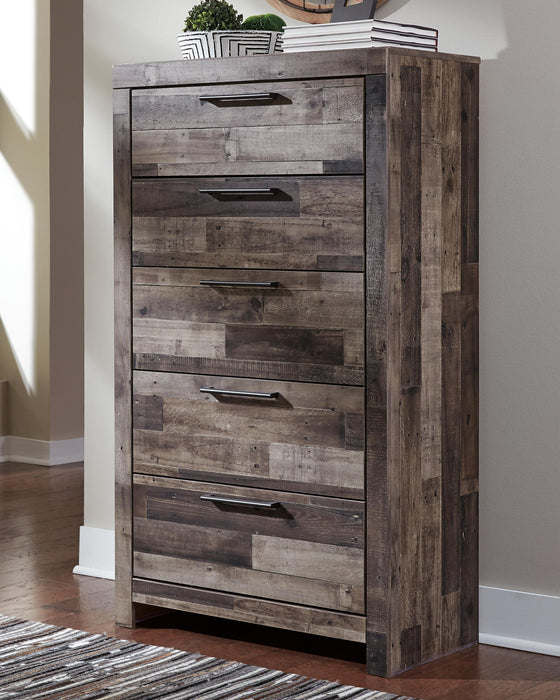 Derekson King Panel Bed with 4 Storage Drawers with Mirrored Dresser, Chest and Nightstand - alternate view 9