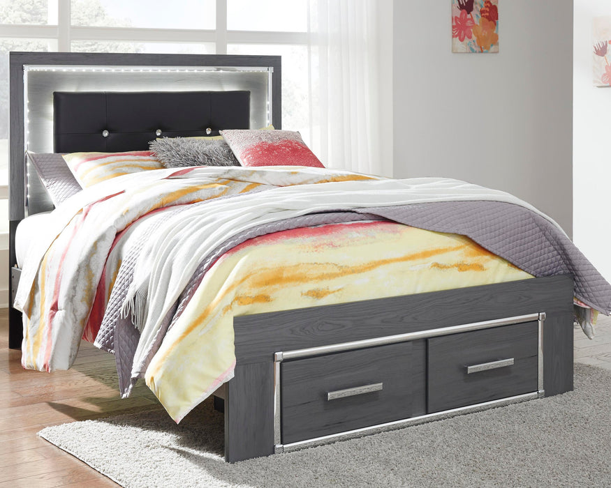 Lodanna Full Panel Bed with 2 Storage Drawers with Mirrored Dresser - alternate view 3