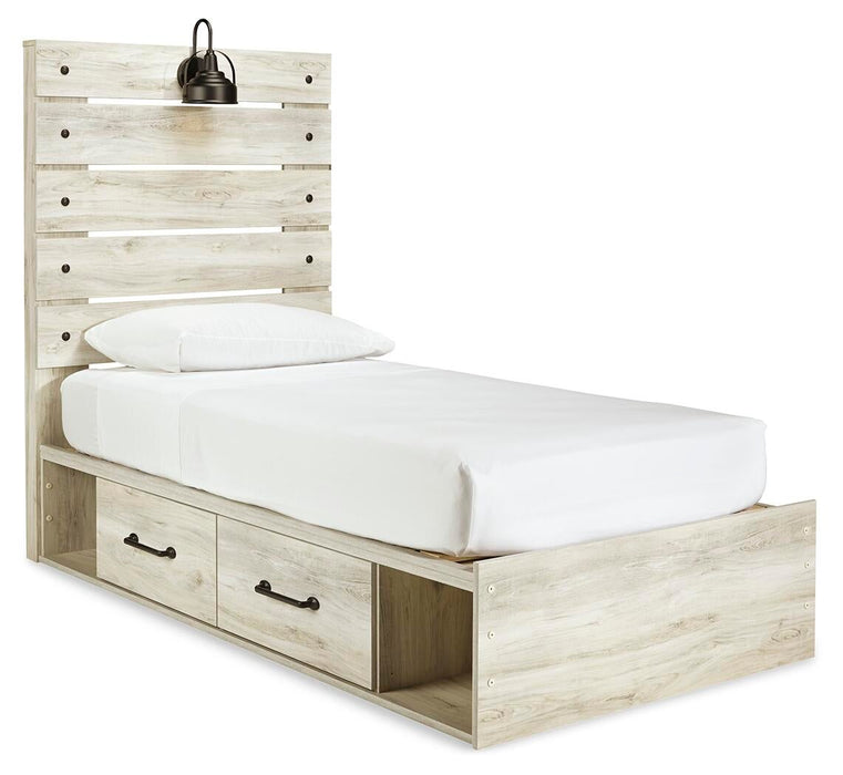 Cambeck Twin Panel Bed with 4 Storage Drawers with Mirrored Dresser - alternate view 4