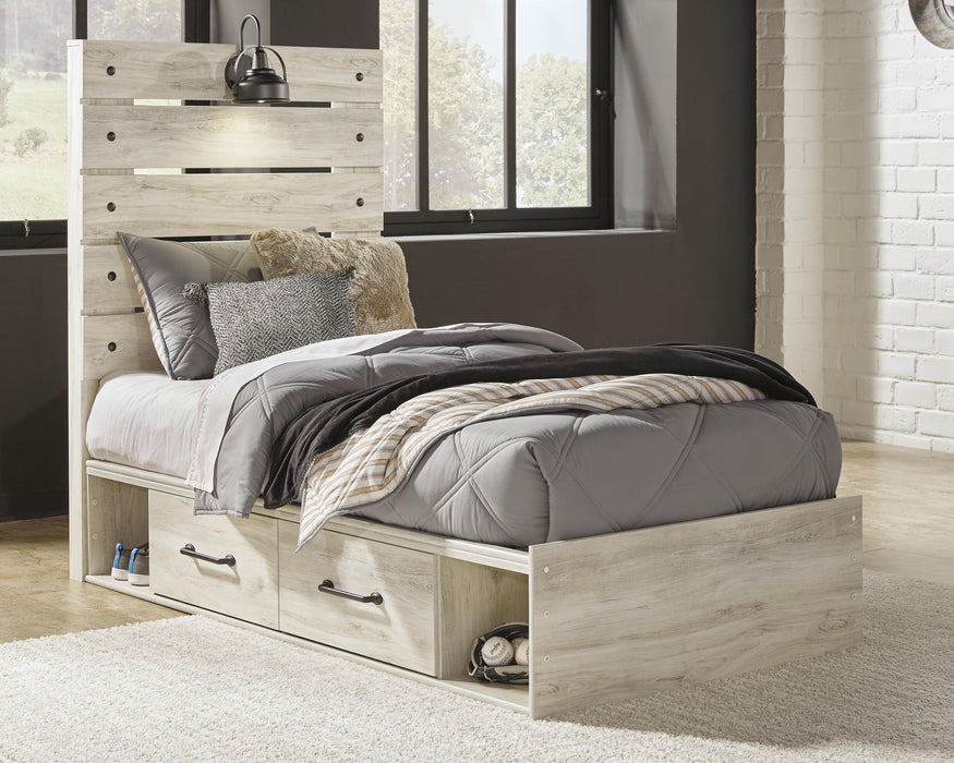 Cambeck Twin Panel Bed with 4 Storage Drawers with Mirrored Dresser - alternate view 2