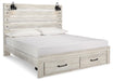 Cambeck King Panel Bed with 2 Storage Drawers with Mirrored Dresser - alternate view 4