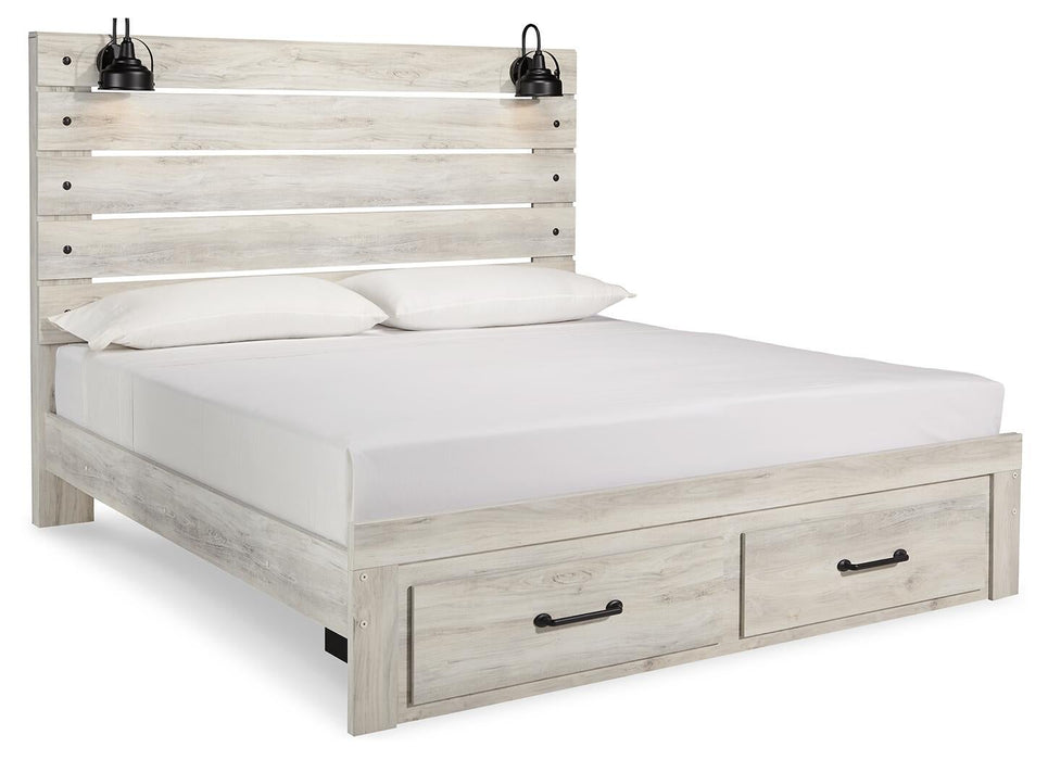 Cambeck King Panel Bed with 2 Storage Drawers with Mirrored Dresser - alternate view 4