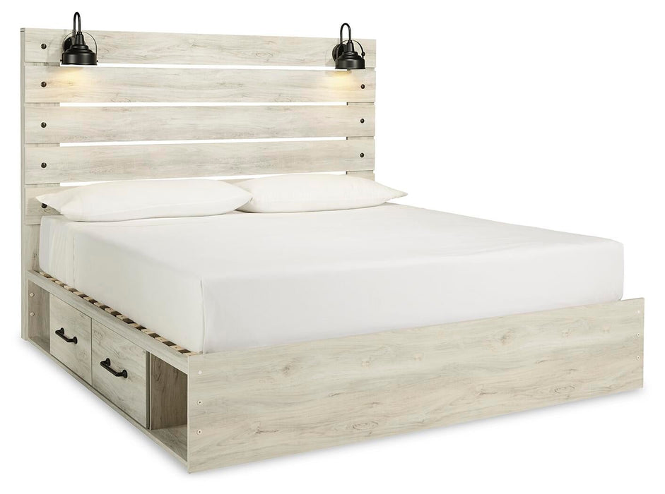 Cambeck King Panel Bed with 4 Storage Drawers with Mirrored Dresser, Chest and Nightstand - alternate view 3