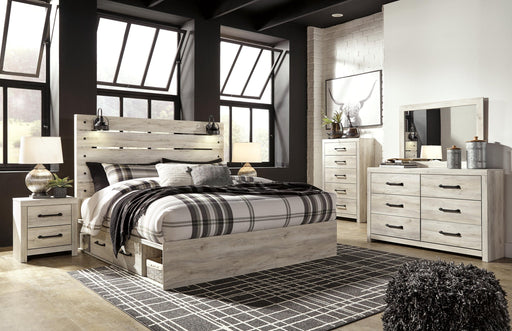 Cambeck King Panel Bed with 4 Storage Drawers with Mirrored Dresser, Chest and Nightstand - alternate view 2