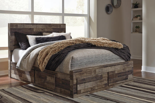 Derekson Queen Panel Bed with 6 Storage Drawers with Mirrored Dresser - alternate view 2