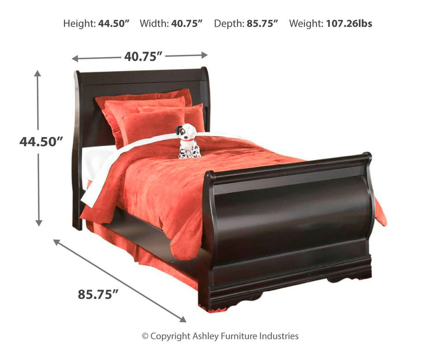Huey Vineyard Twin Sleigh Bed with Mirrored Dresser - alternate view 4