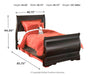 Huey Vineyard Twin Sleigh Bed with Mirrored Dresser - alternate view 4