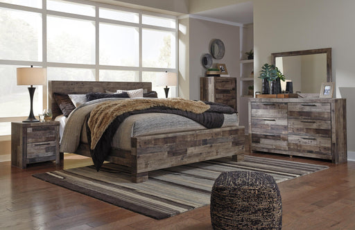 Derekson King Panel Bed with Mirrored Dresser, Chest and Nightstand - alternate view 2