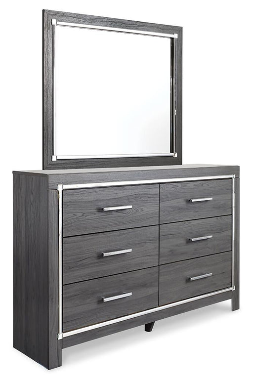 Lodanna Full Upholstered Panel Headboard Bed with Mirrored Dresser, Chest and Nightstand - alternate view 2