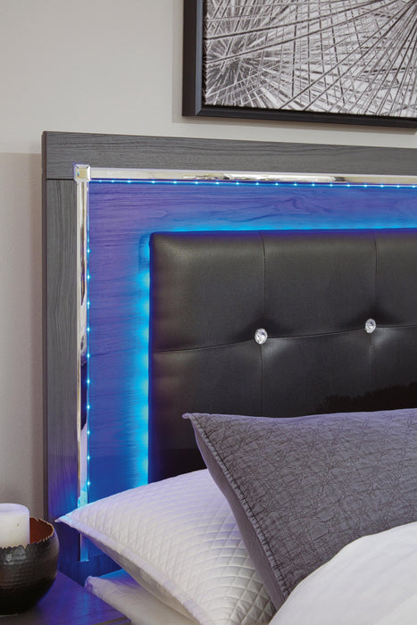 Lodanna Full Upholstered Panel Headboard Bed with Mirrored Dresser, Chest and Nightstand - alternate view 16