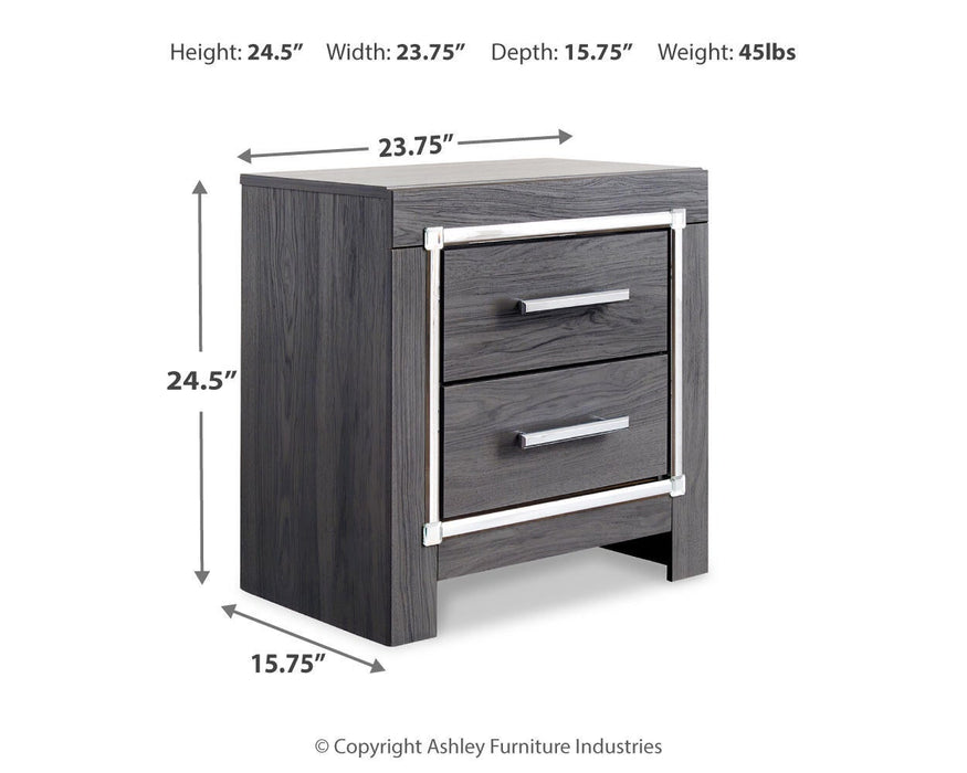 Lodanna King Panel Bed with 2 Storage Drawers with Mirrored Dresser, Chest and Nightstand - alternate view 7