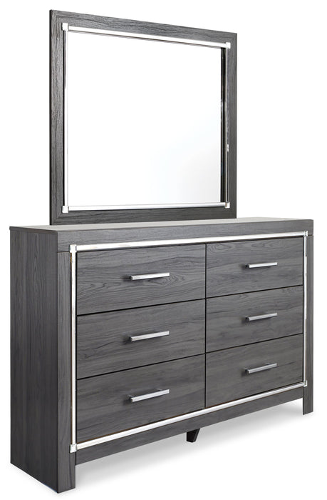 Lodanna King Panel Bed with 2 Storage Drawers with Mirrored Dresser, Chest and Nightstand - alternate view 4