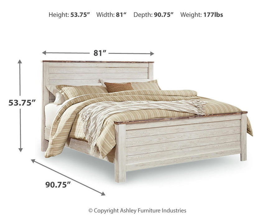 Willowton King Panel Bed with Mirrored Dresser - alternate view 6
