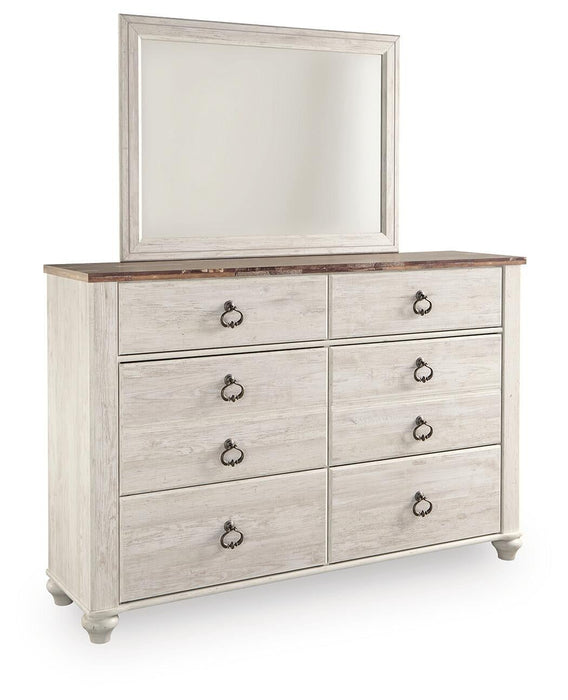 Willowton Queen Sleigh Bed with Mirrored Dresser, Chest and Nightstand - alternate view 4