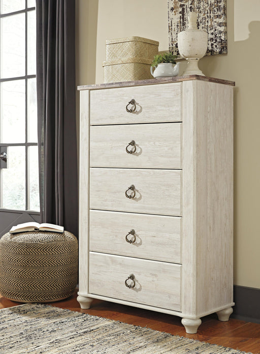 Willowton Queen Sleigh Bed with Mirrored Dresser, Chest and Nightstand - alternate view 2