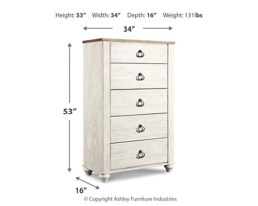 Willowton Queen Sleigh Bed with Mirrored Dresser, Chest and Nightstand - alternate view 8